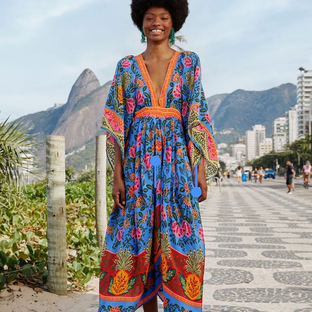 FARMRIO Blue Pineapple Garden Kaftan Maxi Dress - brand new! Never worn.